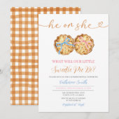 Invitation Il ou elle Bow Citrouille tarte à la révélation de (Devant / Derrière)