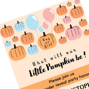 Invitation Il ou Elle Citrouille Halloween Révélation du Sexe