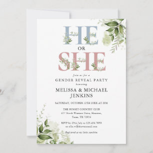 Invitation Il ou Elle Fête de Révélation du Sexe de Bébé avec