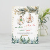 Invitation Il ou elle Noël Baubles Genre Reveillez Vacances (Debout devant)