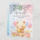 Invitation Il Ou Elle Ours-Y Excité Baby shower De Révélation (Devant / Derrière)