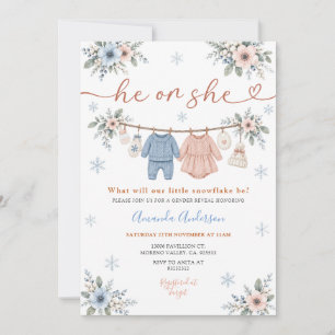 Invitation Il ou Elle Petit Flocon de Neige Révélation du Sex