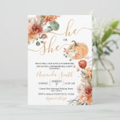 Invitation Il ou elle Rustic Floral Fall Genre Revevela Party (Debout devant)
