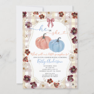 Invitation Il Ou Elle Tombe Citrouille Fleur sauvage Révélati