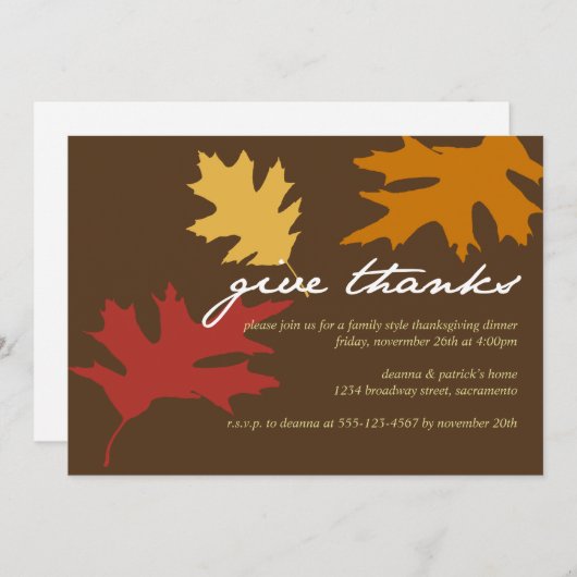 Invitation Il suffit de remercier les feuilles d'automne Than (Devant / Derrière)