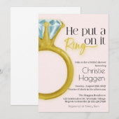 Invitation Il y a mis une bague, Fête des mariées, Diamond Ri (Devant / Derrière)