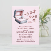 Invitation Il Y A Mis Une Bague ! Parti d'engagement rose (Debout devant)