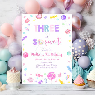 Invitation Il y a So Sweet Candy Lollipop anniversaire
