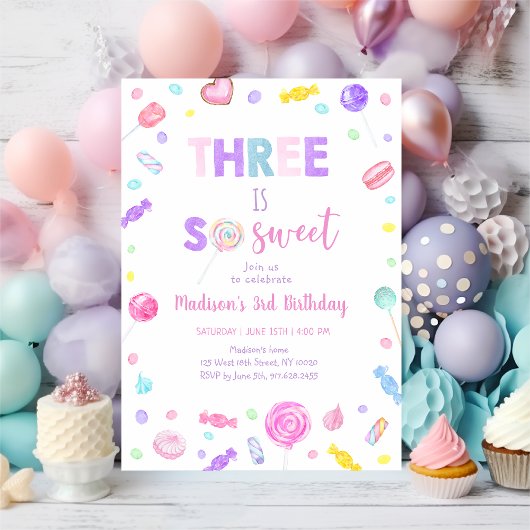 Invitation Il y a So Sweet Candy Lollipop anniversaire