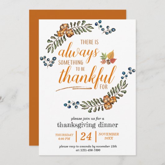 Invitation Il Y A Toujours Quelque Chose À Remercier Pour (Devant / Derrière)