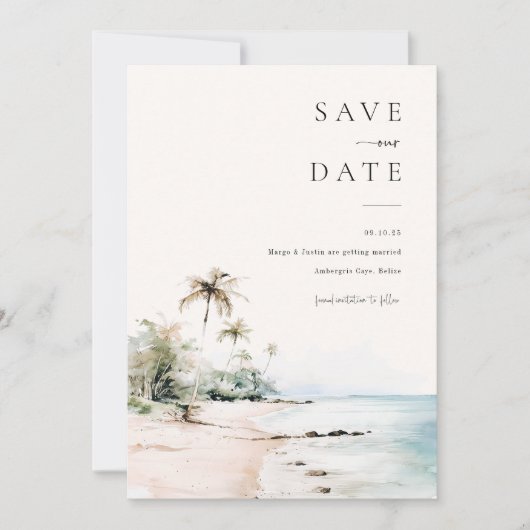 Invitation Île Destination Mariage Enregistrer La Date (Devant)