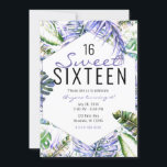 Invitation Île Purple Lilac Tropical Palm Feuille Sweet 16<br><div class="desc">personnaliser pour tout événement</div>