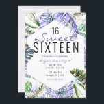 Invitation Île Purple Lilac Tropical Palm Feuille Sweet 16<br><div class="desc">personnaliser pour tout événement</div>