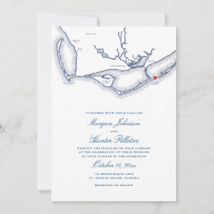 Invitation Île St. George Code QR Bleu Tout-en-Un Mariage