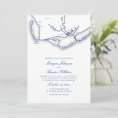 Invitation Île St. George Code QR Bleu Tout-en-Un Mariage (Debout devant)