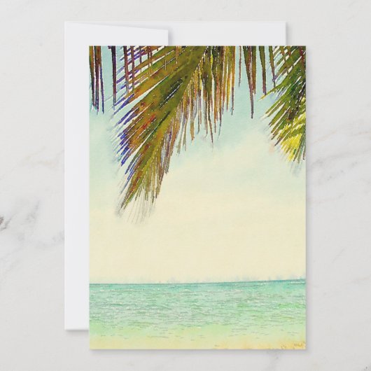 Invitation île tropicale palmier plage nuptiale (Dos)