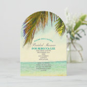 Invitation île tropicale palmier plage nuptiale (Debout devant)