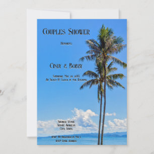Invitation Ile tropicale, Palmiers, Mer Bleue, Couples,