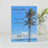 Invitation Ile tropicale, Palmiers, Mer Bleue, Couples, (Debout devant)