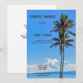 Invitation Ile tropicale, Palmiers, Mer Bleue, Couples, (Devant / Derrière)