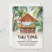 Invitation Île tropicale Tiki Bar Beach Anniversaire (Devant)