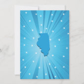Invitation Illinois State Silhouette Blue Explosion d'étoiles (Devant)
