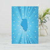 Invitation Illinois State Silhouette Blue Explosion d'étoiles (Debout devant)