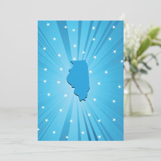 Invitation Illinois State Silhouette Blue Explosion d'étoiles