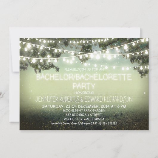 Invitation illuminations de nuit Bachelor rustique / Bachelor (Devant)
