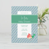 Invitation illusima Baby shower de sirène de corail vert (Debout devant)