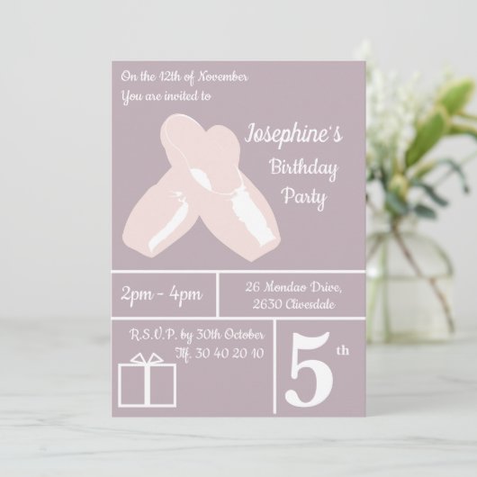 Invitation illusima Ballerina Chaussures Mauve Anniversaire (Debout devant)