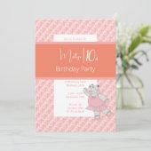 Invitation illusima Ballerina Hippo rose floral 10e anniversa (Debout devant)