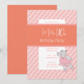 Invitation illusima Ballerina Hippo rose floral 10e anniversa (Devant / Derrière)