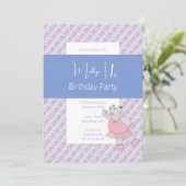 Invitation illusima Blue Ballerina Hippo 1er anniversaire (Debout devant)