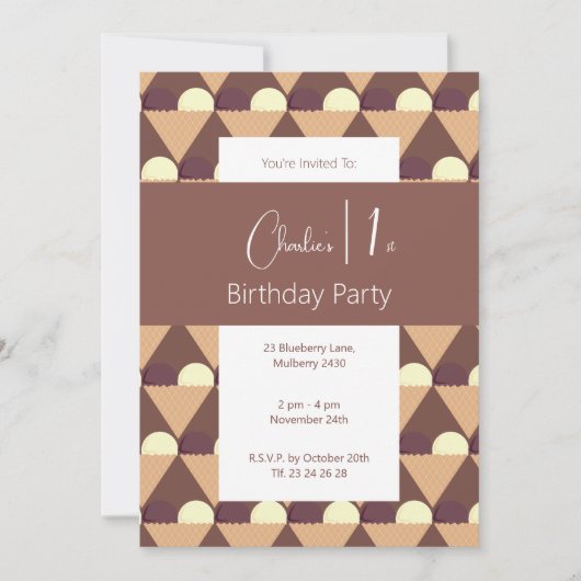 Invitation illusima Choco Banana Icecream Cones 1er anniversa (Devant)