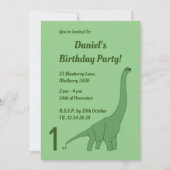 Invitation illusima Green Long Cou Dinosaur Garçons Anniversa (Devant)