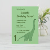 Invitation illusima Green Long Cou Dinosaur Garçons Anniversa (Debout devant)