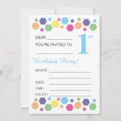 Invitation illusima Hexigons, Bleu, 1er anniversaire (Devant)