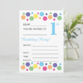 Invitation illusima Hexigons, Bleu, 1er anniversaire (Debout devant)