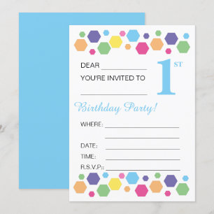 Invitation illusima Hexigons, Bleu, 1er anniversaire