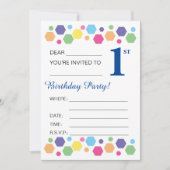 Invitation illusima Hexigons, Bleu foncé, 1er anniversaire (Devant)