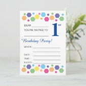 Invitation illusima Hexigons, Bleu foncé, 1er anniversaire (Debout devant)