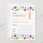 Invitation illusima Hexigons, orange, 1er anniversaire (Devant)