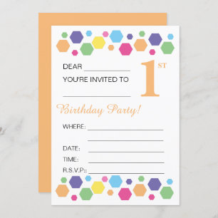 Invitation illusima Hexigons, orange, 1er anniversaire