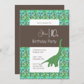 Invitation illusima Long Neck Dinosaur Brown 10e anniversaire (Devant / Derrière)