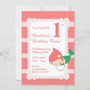 Invitation illusima Mermaid Sea Pearls Girls Birthday Party