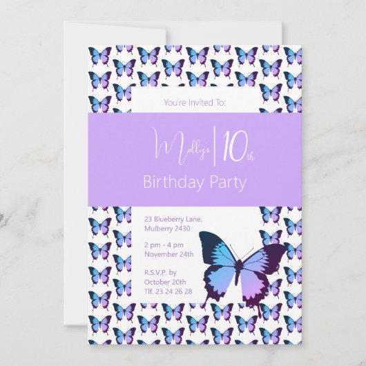 Invitation illusima Motif papillon 10e anniversaire (Devant)