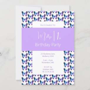 Invitation illusima Papillon Motif pourpre 1er anniversaire