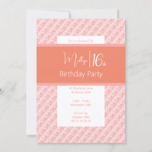 Invitation illusima Pink Peach Tones Floral 16e anniversaire