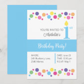 Invitation illusima Rainbow Circles, Blue Back, 1er anniversa (Devant / Derrière)